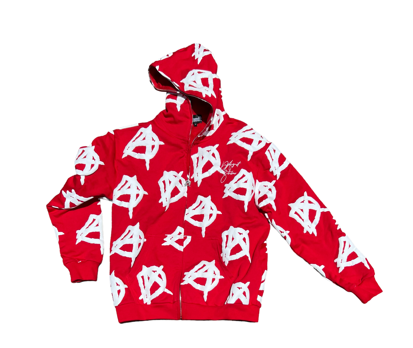 RED DA FULL PRINTED ZIP UP